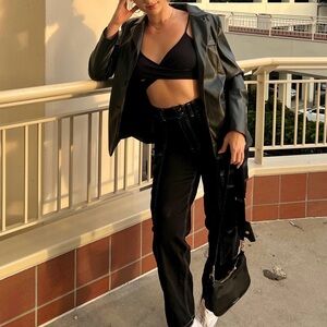 black wrap crop tank